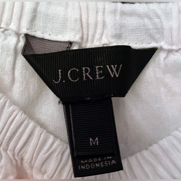 J Crew dress linen blend white rainbow stripe mini dress off shoulder. - Picture 5 of 7